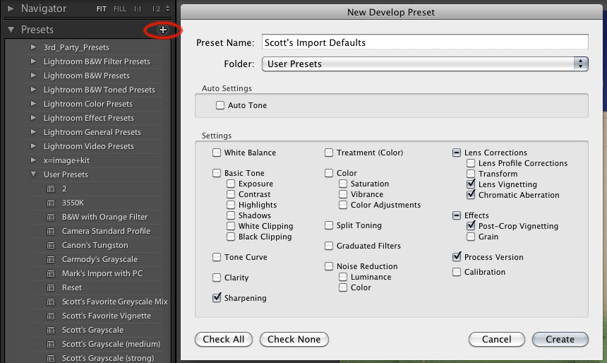 Creating an Import Preset